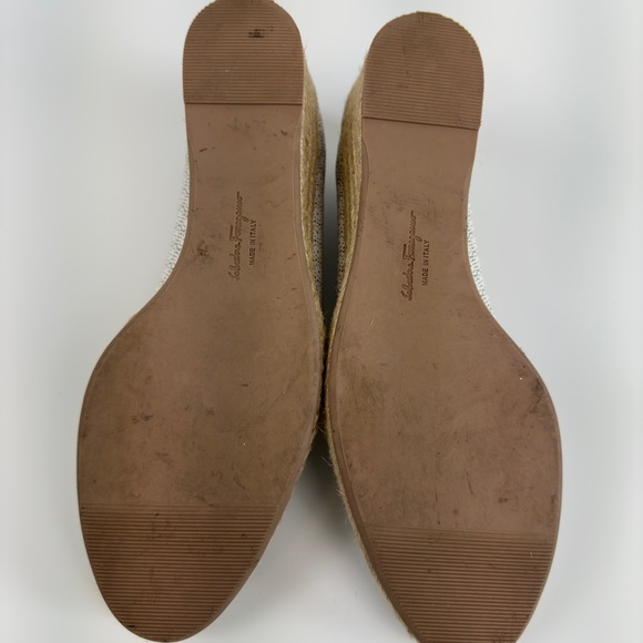 Salvatore Ferragamo Audrey Leather Wedges White Size C40 - Picture 3 of 3